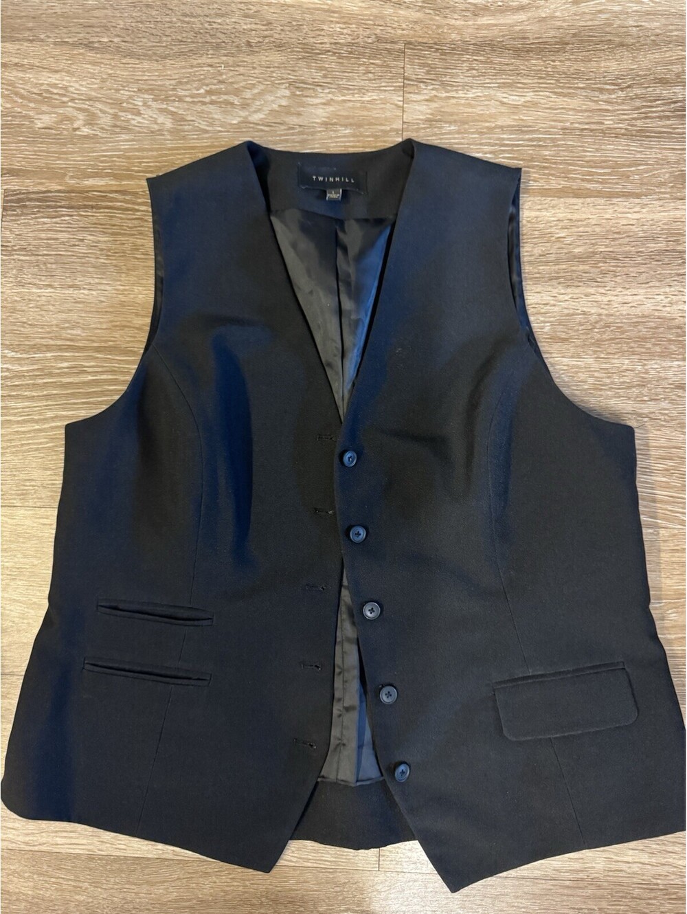 Twinhill Women’s Black Suit Vest Size Large L Button Front Career Uniform Office